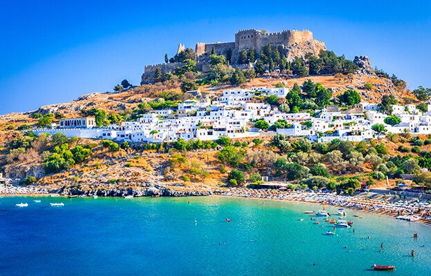 Blick auf Rhodos im Griechenland Urlaub