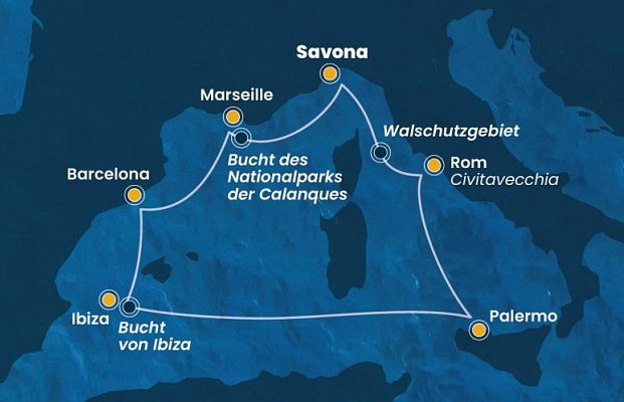 Reiseverlauf der Kreuzfahrt