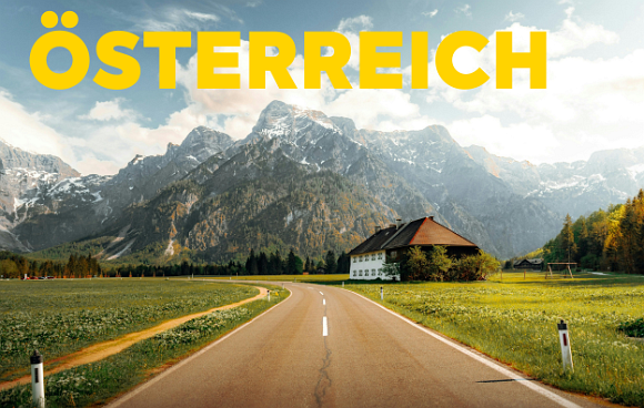 Ein Bild von Österreich mit dem Schriftzug 