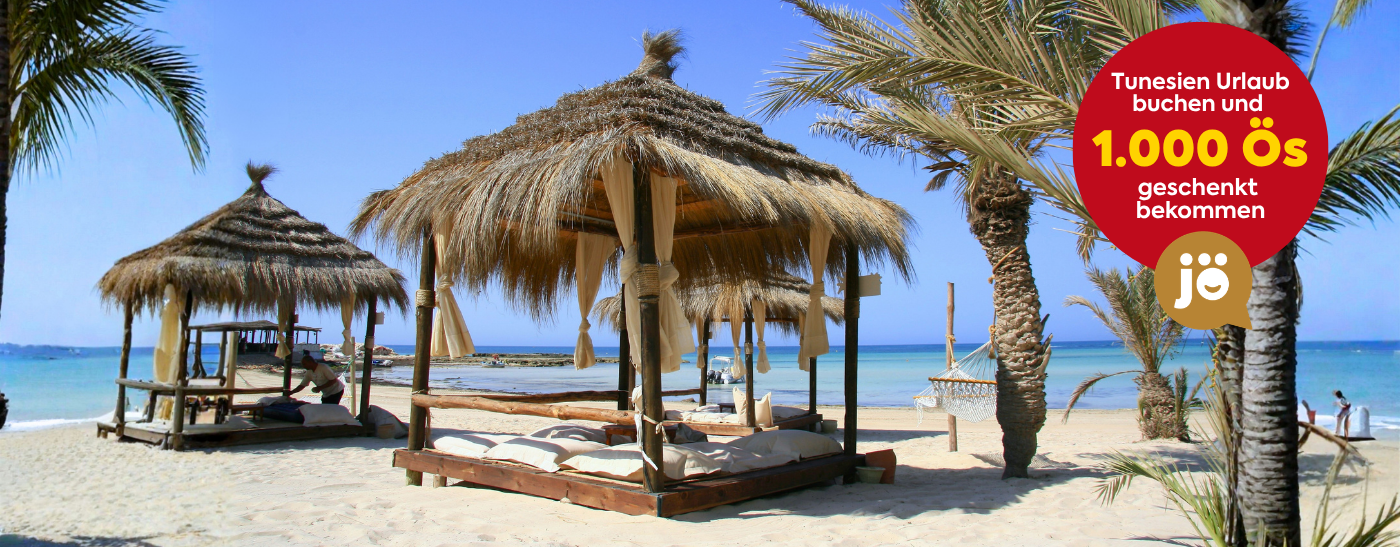 Bungalow auf einem karibischen Strand in Tunesien