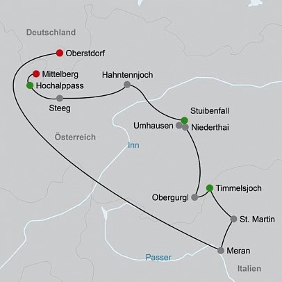 Alpenüberquerung Oberstdorf - Meran mit Hotelkomfort