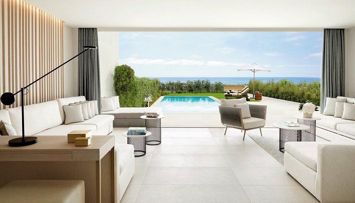 Ikos Andalusia - Wohnbeispiel Deluxe Suite 2 Schlafzimmer privater Pool Meerblick (Zimmercodierung WXM)