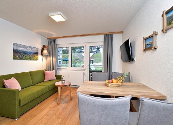 Familienhotel Kleinwalsertal - Wohnbeispiel Appartement 1 Schlafzimmer Komfort (Zimmercodierung AF1)