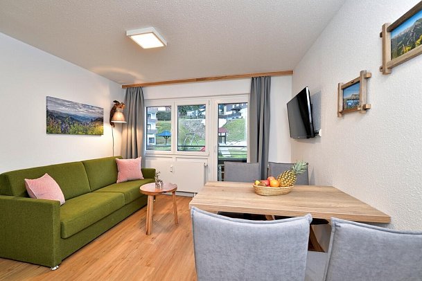 Familienhotel Kleinwalsertal - Wohnbeispiel Appartement 1 Schlafzimmer Komfort (Zimmercodierung AF1)