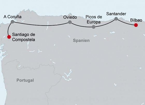 Zauberhafte Natur und reizvolle Städte Nordspaniens