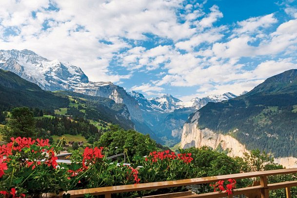 Victoria Lauberhorn Wengen, a Faern Collection Hotel - Beispiel Balkon Doppelzimmer Panoramablick Jungfrau (Zimmercodierung DG1)