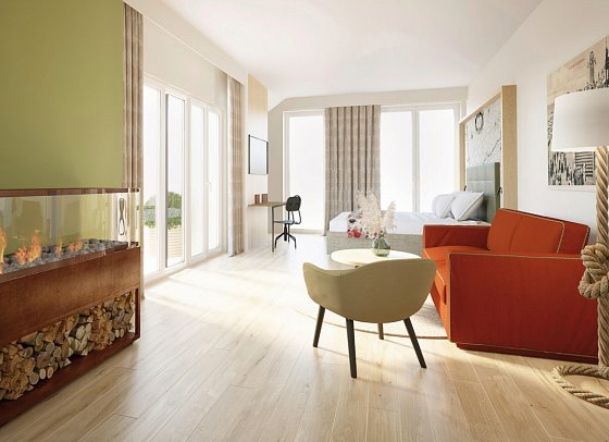 Villa Düne - Wohnbeispiel Juniorsuite Premium (Zimmercodierung JM1)