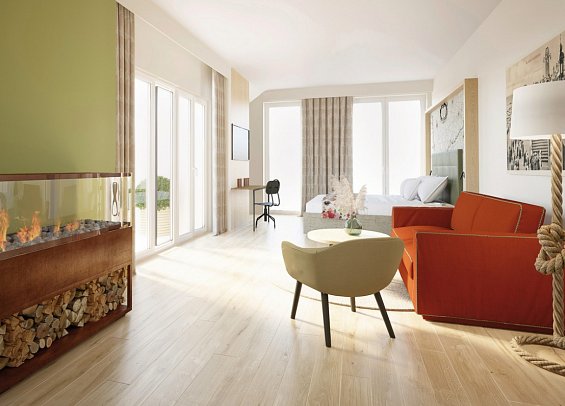 Villa Düne - Wohnbeispiel Juniorsuite Premium (Zimmercodierung JM1)