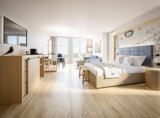 Villa Düne - Wohnbeispiel Junior-/Familiensuite Premium (Zimmercodierungen JM1 & WM1)