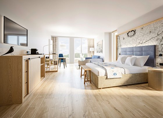 Villa Düne - Wohnbeispiel Junior-/Familiensuite Premium (Zimmercodierungen JM1 & WM1)