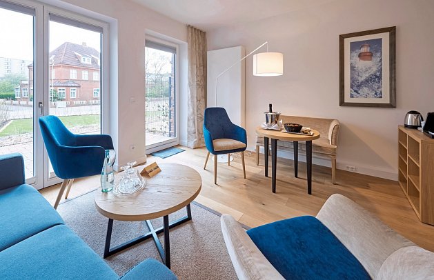 Villa Düne - Wohnbeispiel Junior-/Familiensuite Premium (Zimmercodierungen JM1 & WM1)