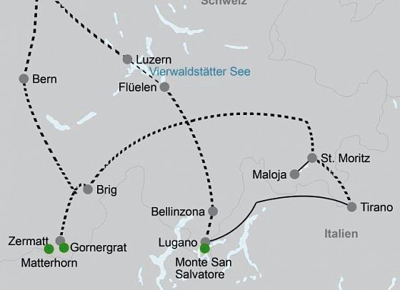 Bahnreise Alpenpanorama inkl. Glacier- und Bernina Express