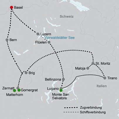 Bahnreise Alpenpanorama inkl. Glacier- und Bernina Express