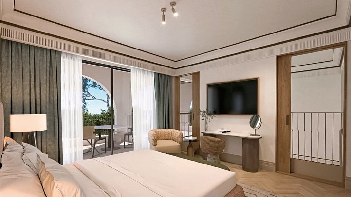 Conrad Corfu - Modellzeichnung Wohnbeispiel 2 Schlafzimmer Villa Privatpool Gartenblick (Zimmercodierung VBR)