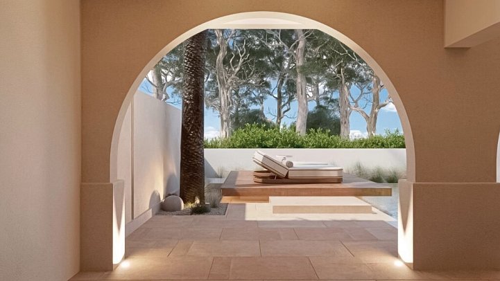 Conrad Corfu - Modellzeichnung Wohnbeispiel 2 Schlafzimmer Villa Privatpool Gartenblick (Zimmercodierung VBR)