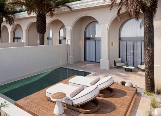 Conrad Corfu - Modellbild Wohnbeispiel King Deluxe Privatpool Gartenblick (Zimmercodierung DDR)