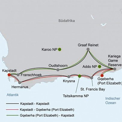 Gartenroute zum Verweilen (Kapstadt - Gqeberha (Port Elizabeth))