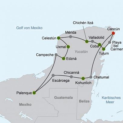 Große Mietwagenreise Mayaland