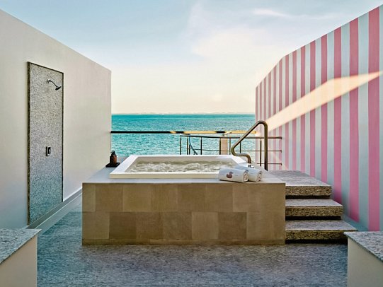 SLS Playa Mujeres - Wohnbeispiel SLS Oceanview Rooftop King (Zimmercodierung WF1)