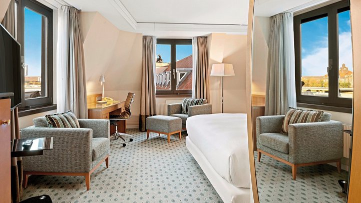 Hilton Dresden - Wohnbeispiel Doppelzimmer Executive (Zimmercodierung DT1)