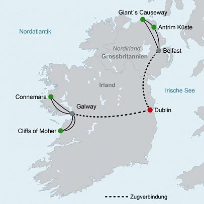 Bahnerlebnisreise Nordirland und der Westen
