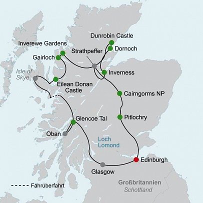 Schottlands klassische Rundreise - Städte, Highlands und die Insel Skye