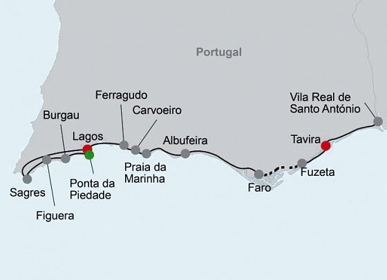 Küstenwanderung Algarve - Lagos-Tavira