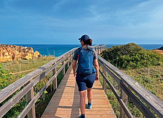 Küstenwanderung Algarve - Lagos-Tavira - Holzsteg bei Ponta da Piedade