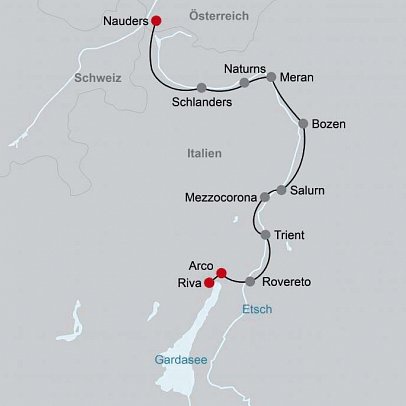 Etsch-Radweg Nauders - Gardasee