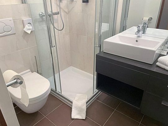 Alpin Resort Stubaier Hof - Beispiel Bad Doppelzimmer Arnika (Zimmercodierungen DB2 & EB2)