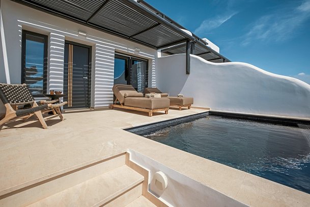 Asty Mykonos Hotel & Spa - Wohnbeispiel Doppelzimmer Superior Privatpool (Zimmercodierung DSR)