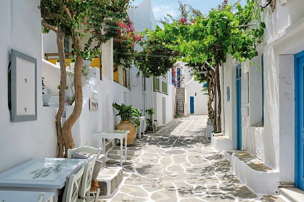 Kykladen-Inselhüpfen: Santorin, Mykonos, Paros, Naxos