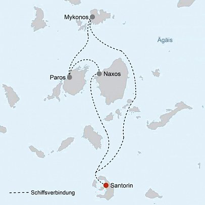 Kykladen-Inselhüpfen: Santorin, Mykonos, Paros, Naxos