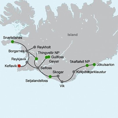 Isländische Naturelemente und Lichtspiele