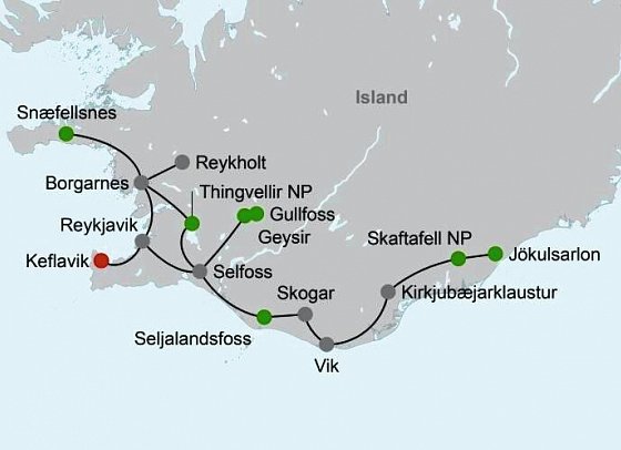Isländische Naturelemente und Lichtspiele