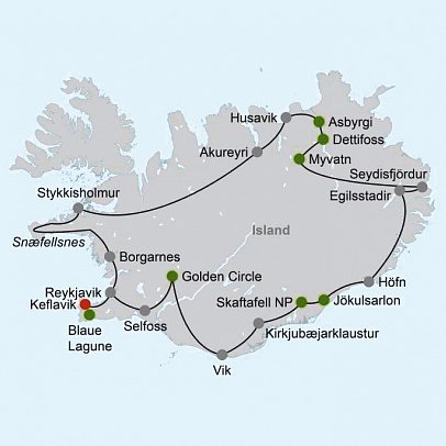Ferienhausrundreise Rund um Island