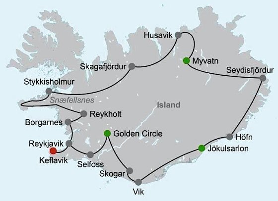 Ferienhausrundreise Rund um Island