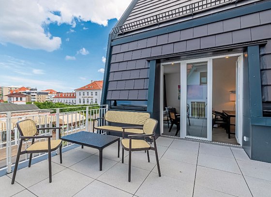 ATLANTIC Grand Hotel Travemünde - Beispiel Balkon Studio Plus ATLANTIC Dependance (Zimmercodierung SB2)