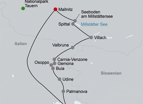 Alpe-Adria Radweg klassisch - Mallnitz bis Grado
