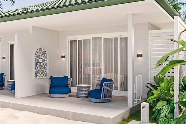 Eri Maldives - Beispiel Terrasse Beach Villa (Zimmercodierungen VB2 & VB3)