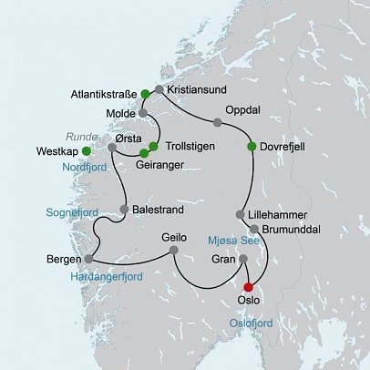 Traumhaftes Fjell-und Fjordnorwegen