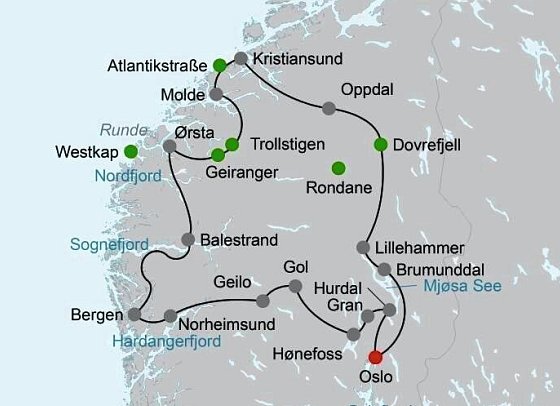 Traumhaftes Fjell-und Fjordnorwegen