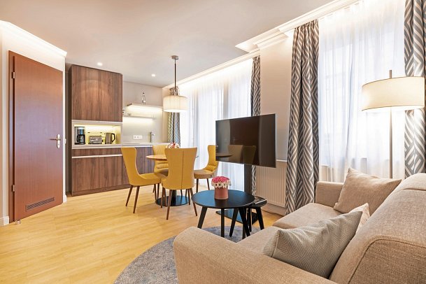 SEETELHOTEL Ostseehotel Ahlbeck mit Villa Strandschloss - Wohnbeispiel Appartement Strandgut (Zimmercodierung AB1)