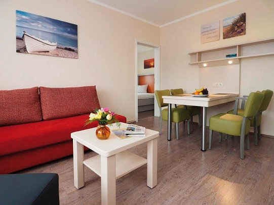 Kurhotel zu Heringsdorf - Wohnbeispiel 2-Raum Premium Appartement Balkon, 40 qm, Obergeschoss (Zimmercodierung AB4)