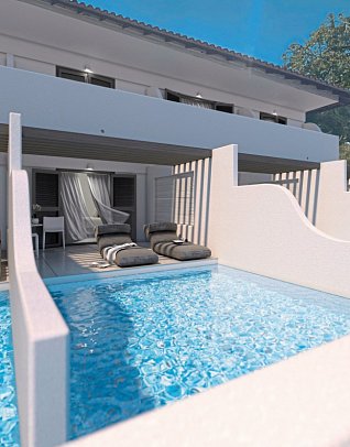 Petrino Eco Village - Wohnbeispiel Maisonette Privatpool Poolblick (Zimmercodierung MS2)