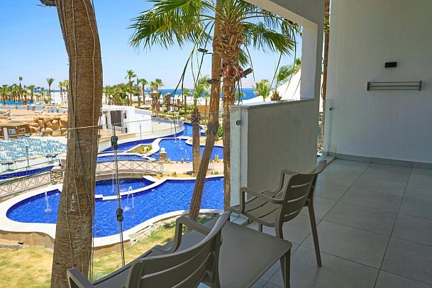 Pickalbatros Golf Beach Resort - Beispiel Balkon Doppelzimmer Deluxe Meerblick (Zimmercodierung DDM)
