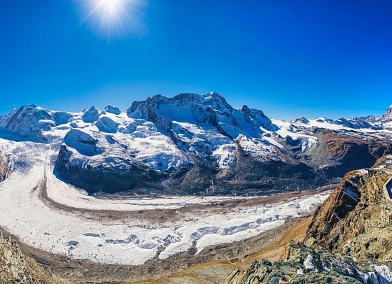 Filmreise Schweiz - Drehorte hautnah erleben - Gornergletscher mit Monte Rosa und Matterhorn