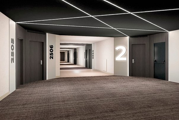 Hotel Puente Real - Modellbild Flurbeispiel Doppelzimmer Superior seitl. Meerblick (Zimmercodierung DSN)