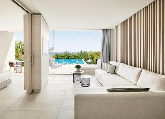 Ikos Andalusia - Wohnbeispiel Deluxe Suite Gartenblick privater Pool (Zimmercodierung WX6)