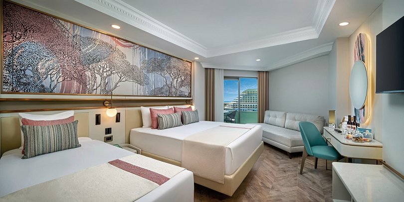 Delphin Palace - Wohnbeispiel Doppelzimmer seitl. Meerblick (Zimmercodierung DBN)